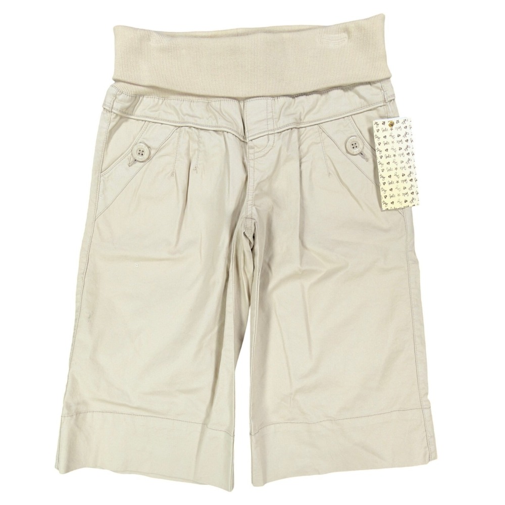 Jolt Y2K Knit Waist Bermuda Shorts Juniors 8 Khaki Cotton Stretch NWT